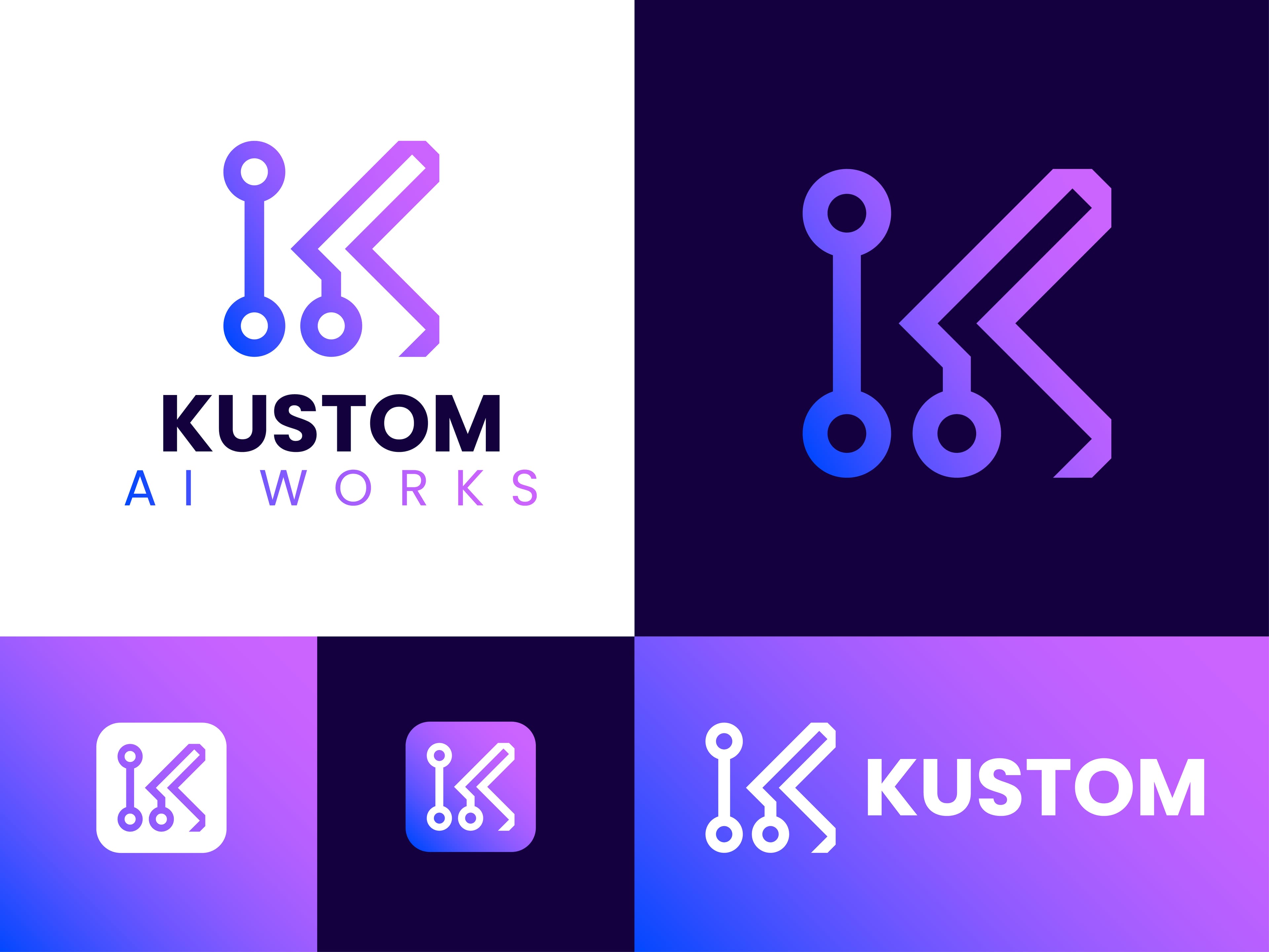 Kustom AI Works - Brand Identity visually presented - 2