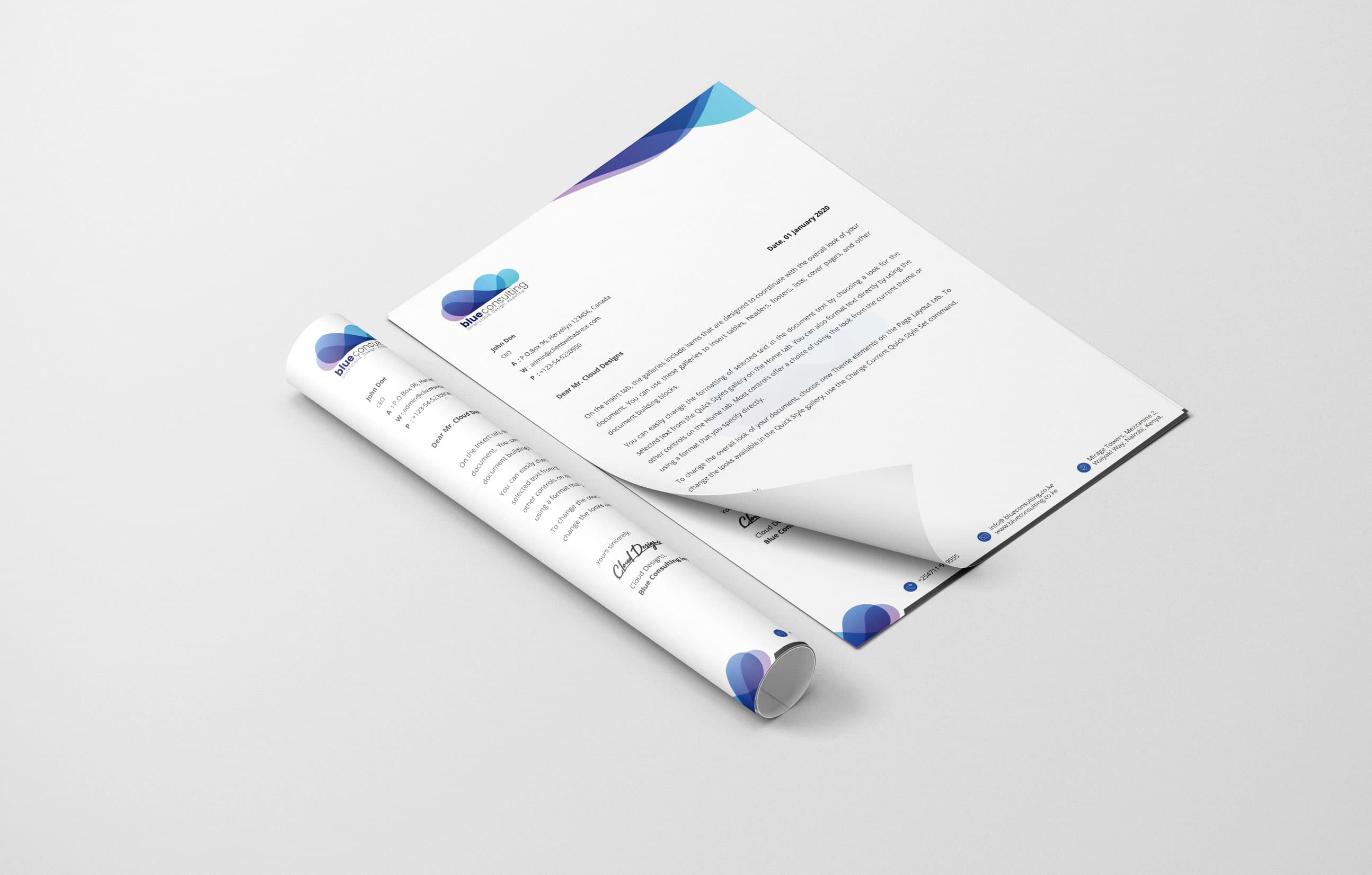 Blue Consulting - Full Branding visually presented - 2