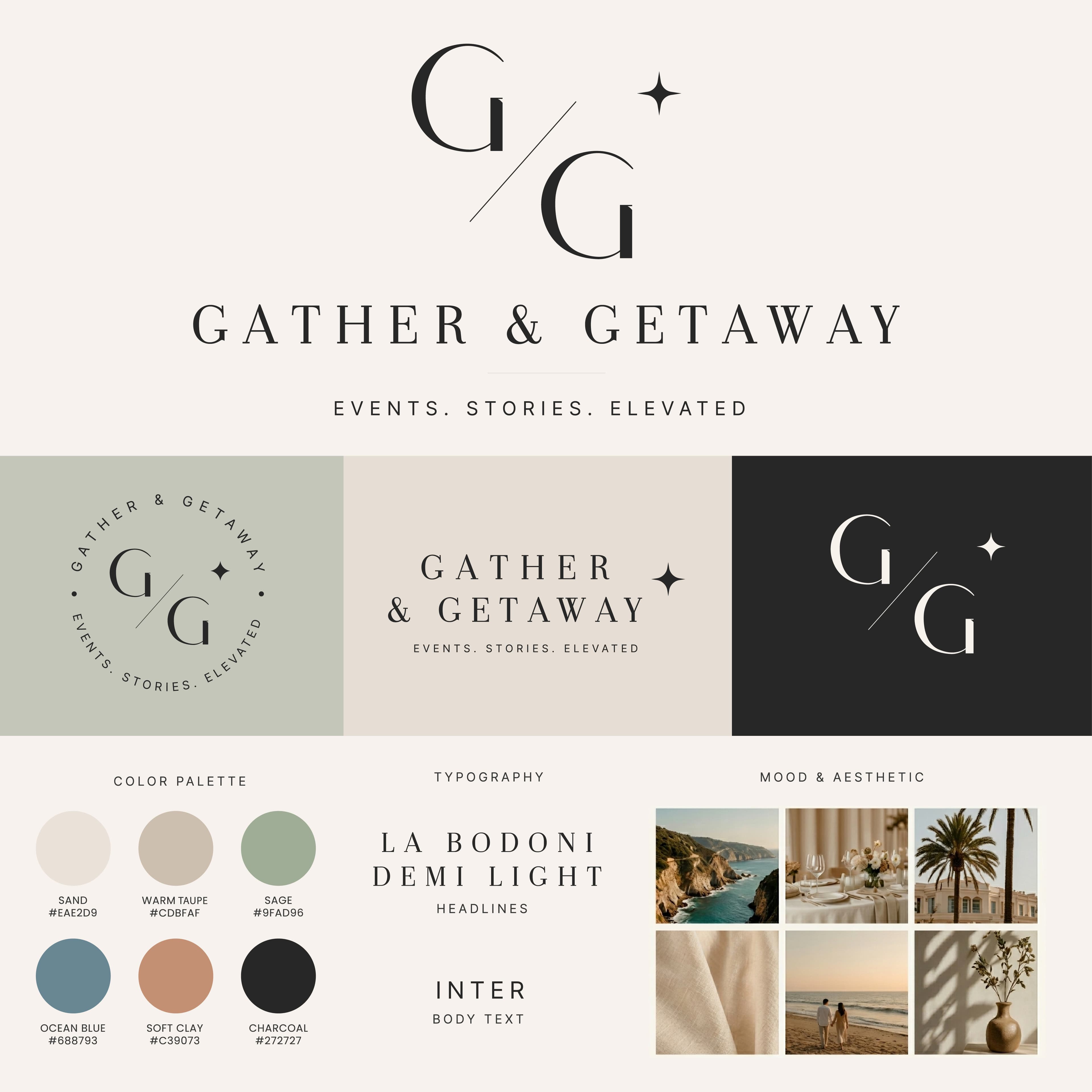 Gather & Getaway - USA Luxury Brand Identity visually presented - 1